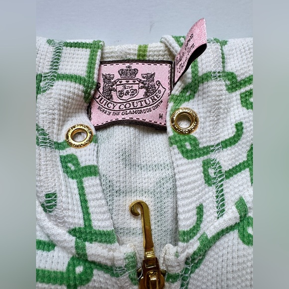Juicy Couture zip up hoodie Tracksuit Jacket Geometric Green Ivory Vintage Rare - Picture 3 of 3